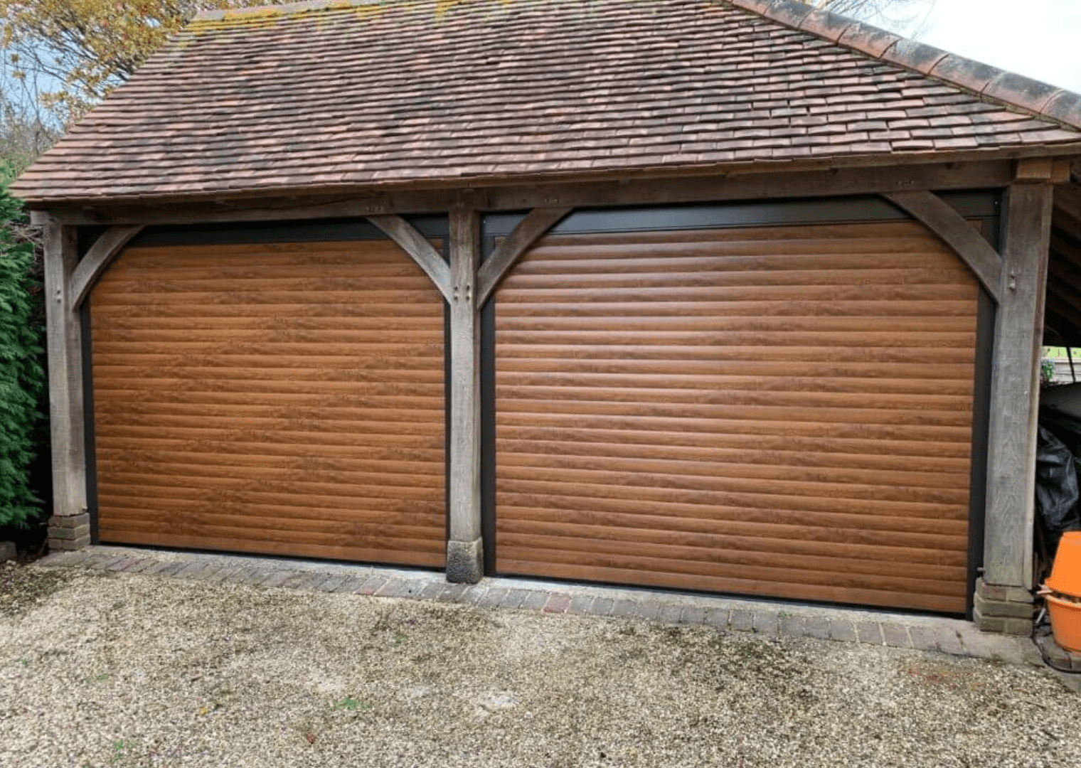 brown roller shutter garage doors