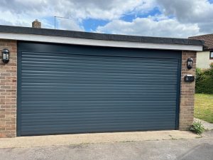 large black roller shutter garage door