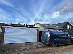 white electric roller shutter with home secure solutions van
