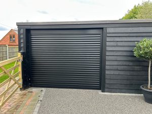 medium black roller shutter garage door